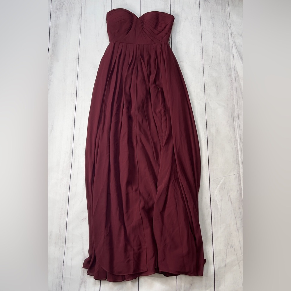 Jenny Yoo Collection Mira Dress Hibiscus Burgundy Strapless 00 Gown